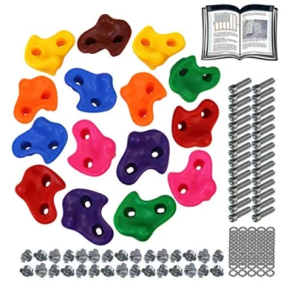 Immagine di ALPIDEX Prese da Arrampicata per Bambini, Portata Fino a 200 kg, Incluso Materiale di Fissaggio 15 Pezzi