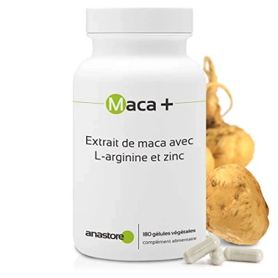 Immagine di maca + arginina e zinco * 461 mg / 180 capsule Estratto di titolato allo 0,6% in macaene macamide, L