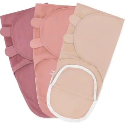Immagine di Comfy Cubs Coperta per neonati, 3 6 mesi, essenziale sacco nanna avvolgente, 100% cotone traspirante, regolabile, confezione da (rosa chiaro, fard, malva, L)