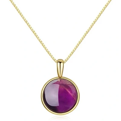Immagine di COAI Collana con Ciondolo Circolare in Ametista, Pendente da Donna Argento 925 Placcato Oro