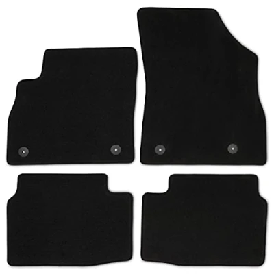 Immagine di Safe Travel, Tappetini per auto neri su misura in moquette di qualità con bordo nero, clip sicurezza, Astra dal 2015 poi, confezione da 4