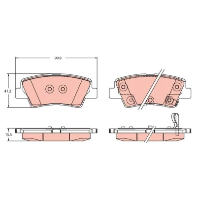 Immagine di TRW GDB2353 Kit pastiglie freno con segnalatore acustico usura KIA: Optima / K5 Sedan