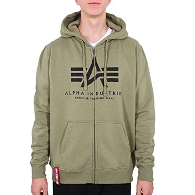 Immagine di Alpha Industries Basic Zip Hoody Felpa con Cappuccio per Uomo, Olive