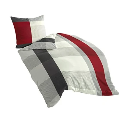 Immagine di Bierbaum, Set Copripiumino singolo e federa in raso di cotone Mako, Multicolore (Mehrfarbig), 135 cm x 200