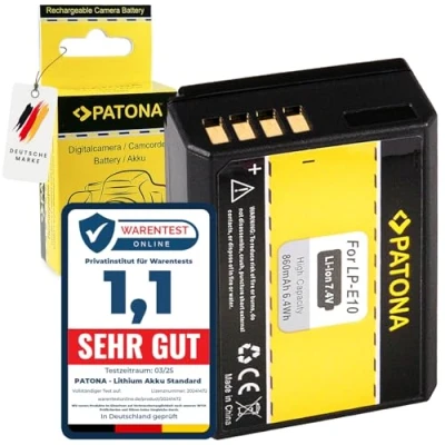 Immagine di PATONA Batteria LP E10 Ricambio per Canon LPE10 Batterie Compatibile con EOS 1100D 1200D 1300D 2000D 4000D Rebel T5 T6 Kiss X50 X70 X80 1D X Mark