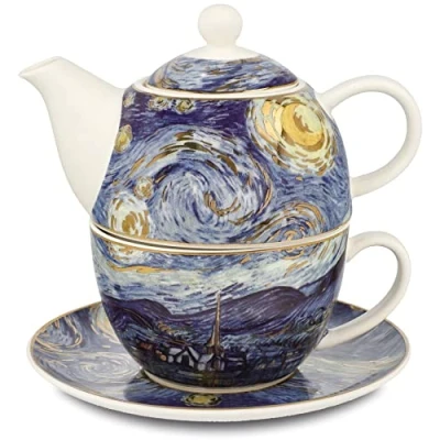 Immagine di Goebel Set da tè per One Vincent van Gogh Notte stellata in fine bone cinese, colore: Multicolore, dimensioni: 15,50 x 15,5 cm, 67 062 31 1