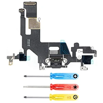Immagine di MMOBIEL Connettore di ricarica compatibile con iPhone 11 6.1 inch 2019 Dock Connector Cavo ricambio jack audio/microfono/antenna INCL. Cacciavite bianco
