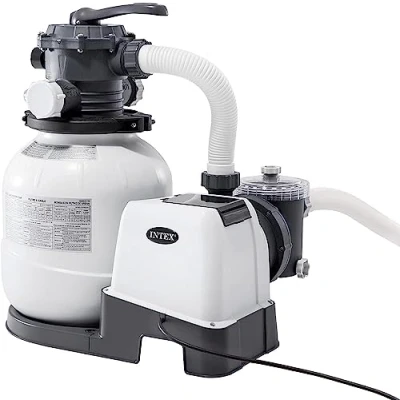 Immagine di Intex 26646 Pompa Filtro a Sabbia Krystal Clear, Flusso d&#039;Acqua 7900 L/h, di Sistema 6000 Plastica, Bianco