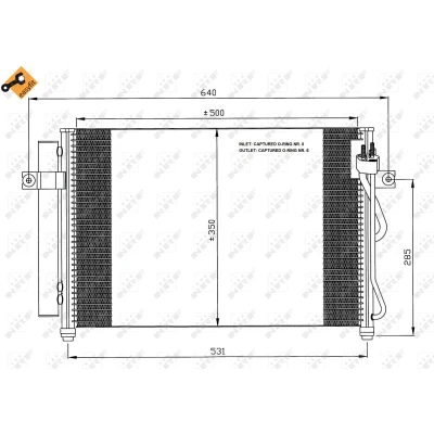 Immagine di NRF EASY FIT 35630 Condensatore con essiccatore, anello tenuta 12,9 8,2 Alluminio 500 HYUNDAI: Getz