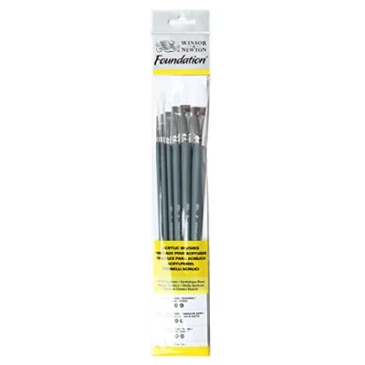 Immagine di Winsor&amp;Newton Foundation Pennelli Acrilico, Set di 6, Legno, Multicolore, 7 x 1 4,3 cm