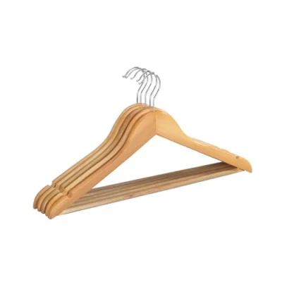 Immagine di Wenko Grucce Sagomate Eco 5 Pezzi Set di gruccie, Asta portapantaloni, Intaglio per gonne Marrone