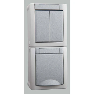 Immagine di VIKO Interruttore per ambienti umidi Combinazione interruttore/prese Pacific Grigio 90591082 DE