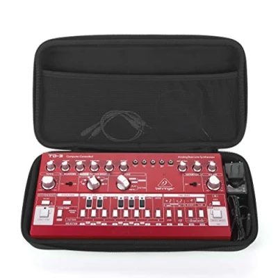 Immagine di Analog Cases PULSE Case per Behringer TD 3 o CRAVE sintetizzatori simili (custodia il trasporto in resistente EVA/nylon stampato, manico confortevole, tasca a rete integrata), Nero