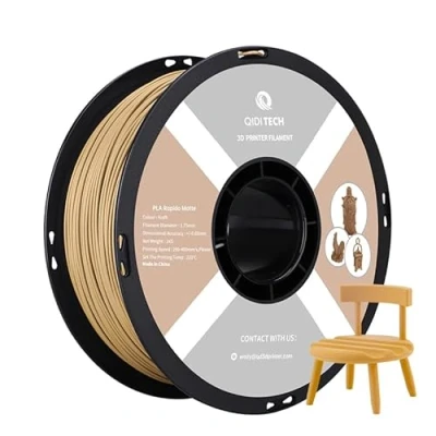 Immagine di QIDI TECH Matte Filamento PLA Rapido 1,75mm, Opaco della Stampante 3D 1kg (2,2 lbs), Adatto per la Stampa ad Alta Velocità, alla Maggior Parte delle Stampanti FDM 3D, Kraft