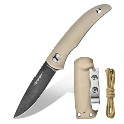 Immagine di TONIFE Nova Full Tang Coltello da Caccia Campeggio a Lama Fissa 6,8cm con Guaina Kydex Regolabile Facile Portabile Cordino in Paracord per Outdoor, Sopravvivenza e Bushcraft