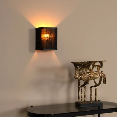Immagine di Lucide Applique Tagalog di rattan, nero/naturale