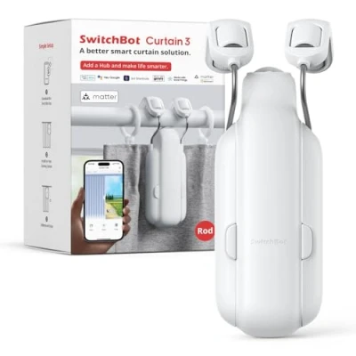 Immagine di SwitchBot Apri Tende Intelligente Telecomando Bluetooth con App/Timer, Aggiornamento delle Prestazioni, Aggiungi Hub per farlo funzionare Alexa, Google Home, HomeKit (Curtain 3, Rod)