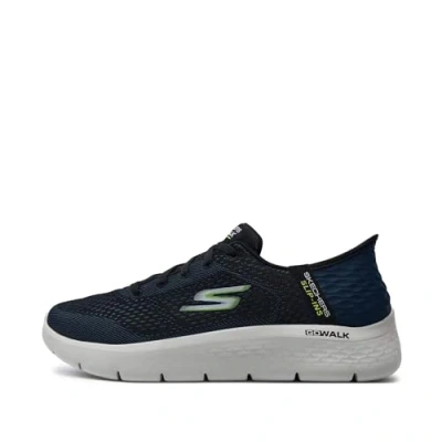 Immagine di Skechers Go Walk Flex, Scarpe da Ginnastica Uomo, Tessile Navy E Lime, 39.5 EU