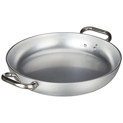 Immagine di Pentole Agnelli Linea Alluminio 5 mm Tegame Radiante con Due Maniglie Inox, Argento, 40 cm