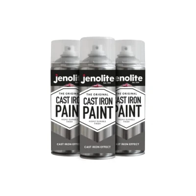 Immagine di JENOLITE Vernice spray effetto ghisa, crea un aspetto e una sensazione di vera ghisa sulla maggior parte delle superfici, 3 x 400 ml
