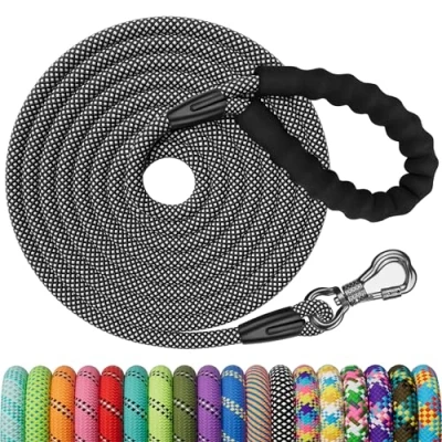 Immagine di X XBEN guinzaglio per cani, 4,5 m/6 m/9 m/15 m, resistente, con comoda impugnatura imbottita, addestramento cani di taglia piccola, media e grande