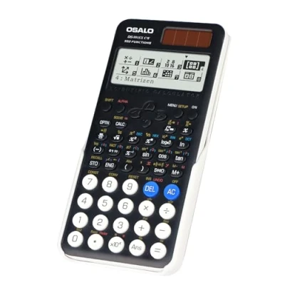 Immagine di OSALO Calcolatrice scientifica 552 Funzione 10+2 cifre Display Scritto Solare e Batteria Custodia Protettiva per Scuola Nero (OS 991EX CW)