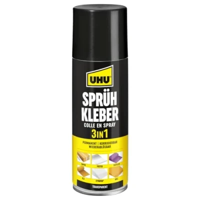 Immagine di UHU colla spray 3 in 1, fl. da 200 ml, universelle et trasparente, 3341500