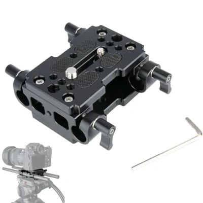 Immagine di NICEYRIG Piastra base per treppiede con morsetto a staffa da 15mm sistema di supporto rulli 15 mm fotocamera DSLR