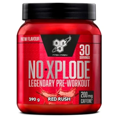 Immagine di BSN Nutrition N.O. Xplode, Integratore Alimentare in Polvere Pre Allenamento, Supporto per Energia e Concentrazione con Caffeina, Aminoacidi, Vitamina C Zinco, Gusto Red Rush, 30 Porzioni, 390 g
