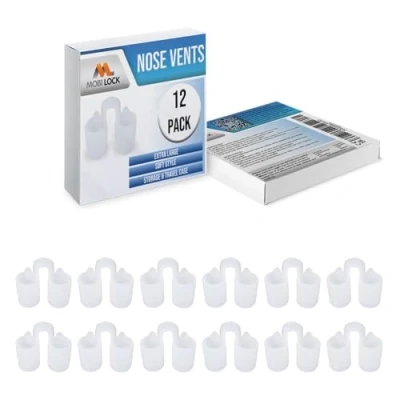 Immagine di Dilatatore nasale per sollievo dal naso (confezione da 12 extra large) Prese d&#039;aria in morbido silicone Soluzione dormiente semplice respiratori nasali di Mobi Lock