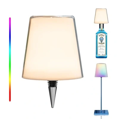 Immagine di Palmina lampada per bottiglia ricaricabile,lampada da tavolo senza fili,Controllo Touch 3 Modalita Temperatura di Colore, Dimmerabile, Soggiorno, Camere Letto