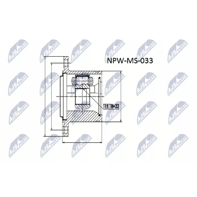 Immagine di NTY NPW MS 033 Kit Giunto Omocinetico Assale anteriore Dx, Sx, sul lato del cambio MITSUBISHI: L200 / Triton IV Pick up