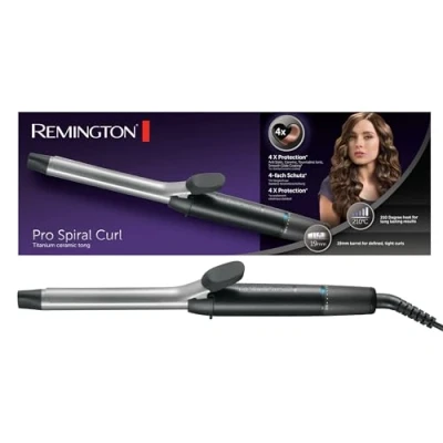Immagine di Remington Ferro Arricciacapelli Per riccioli piccoli 19 mm Protezione 4X , Rivestimento in tormalina ceramica, Display digitale fino a 210C, boccoli stretti e definiti, Pro Sprial Curl CI5519