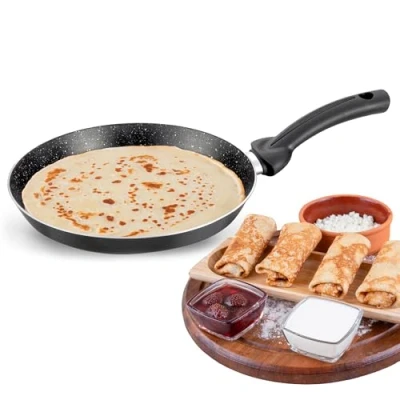 Immagine di Pensofal, Crepiera padella, Serie Biostone®, Padella pancake, Alluminio con rivestimento antiaderente, Diametro 27 cm, Manico in bakelite, Effetto Pietra, Nero