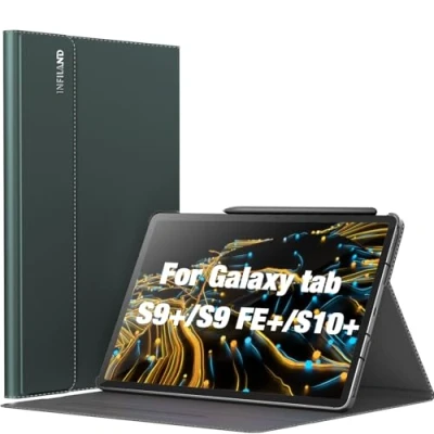Immagine di INFILAND Custodia per Samsung Galaxy Tab S10+ Plus/S9 FE+/S9+ Plus 12.4 pollici 2024/2023 Release, Supporto Multi angolo, Funzione di auto sveglia/sonno, Verde Notte