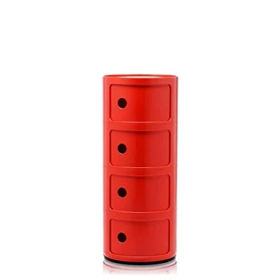 Immagine di Kartell Componibili Contenitore 4 Elementi, Base Tonda, ABS, Rosso, 32 x 77 cm