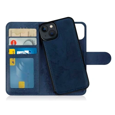 Immagine di MyGadget Cover per iPhone 14 Custodia Libretto Magnetica Portafoglio Flip Wallet Case Porta Carte in Similpelle PU Removibile Blu Scuro