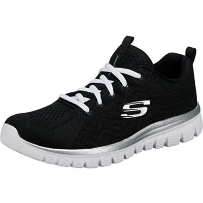 Immagine di Skechers Graceful Get Connected, Sneaker Donna, Black Mesh White Trim, 36.5 EU