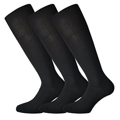 Immagine di Fontana calze 3 paia lunghe in caldo cotone elasticizzate confortevoli e rinforzate (42 44, Nero)