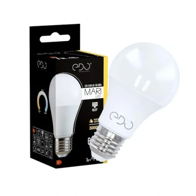 Immagine di EDO MARI LED 7W WW, E27, 3000K colore caldo, 600lm, 220 240V risparmio energetico, lampada EDO777584