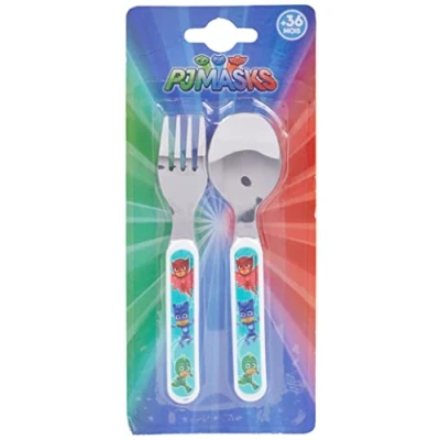 Immagine di Fun House 005598 PYJAMASQUES Ensemble de couverts Plastique/Inox Blanc PYJAMSQUES Set di Posate, Plastica Acciaio Inossidabile, Bianco