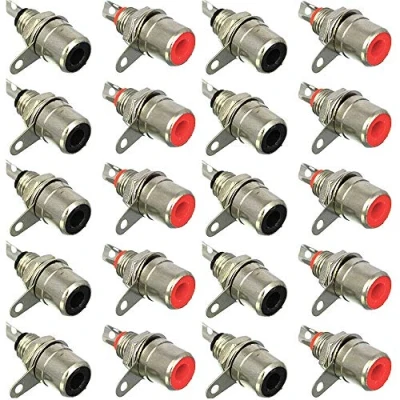Immagine di RUNCCI YUN 20 pcs Femmina Connettore RCA ，RCAmontaggio a pannello， Terminale Audio RCA， da Pannello Jack（10 x rosso 10 nero）