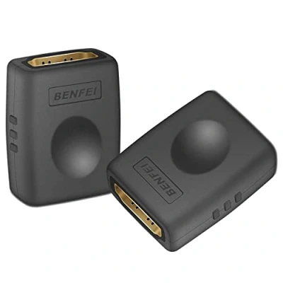 Immagine di BENFEI Accoppiatore HDMI, confezione da 2 adattatori HDMI femmina a femmina, supporto 4K 60Hz, 3D e HDR