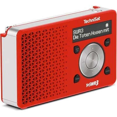 Immagine di TechniSat DIGITRADIO 1 SWR3 Edition Radio DAB (piccola, portatile, con altoparlante, DAB+, FM, memoria preferiti, pulsante di selezione diretta su SWR3, Watt RMS) rosso/argento