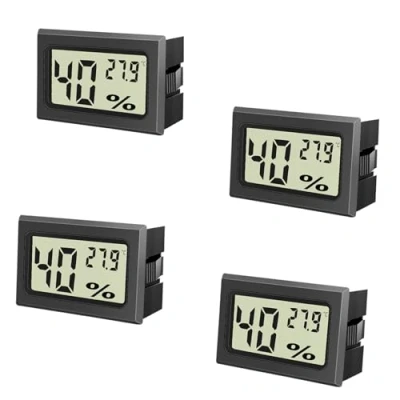 Immagine di Gentpovth 4 pezzi Termometro Ambiente Interno, Igrometro Digitale, Mini LCD, per Casa Monitor di Temperatura e Umidità, da Interno Serra, Stanza, Cantina