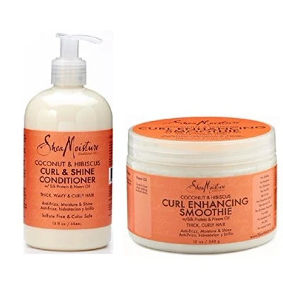 Immagine di Shea Moisture Coconut and Hibiscus Combination Pack 13 oz. Curl &amp; Shine Conditioner 12 Enhancing Smoothie by