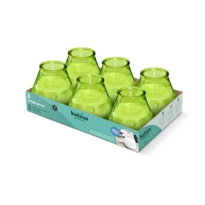 Immagine di Bolsius Candele per Esterni 6 Pezzi In Vetro Limone Durata di Combustione 70 Ore Senza Olio Palma Pulita Stoppino Cotone Non Profumate