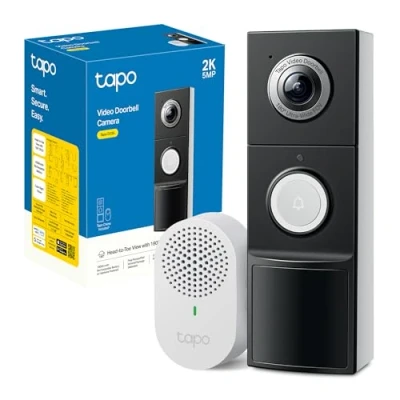 Immagine di Tapo D235 Videocitofono 2K 5MP, Visione Notturna a Colori, Campo Visivo 180, Rilevamento Intelligente, Audio Bidirezionale, Comunicazione Diretta da APP, Alta Durata della Batteria, Antifurto