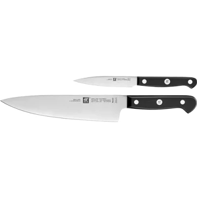 Immagine di ZWILLING Set di Coltelli Gourmet, 2 pezzi (Spelucchino 10 cm, Coltello Chef 20 cm), Acciaio Inox, Manico Ergonomico, Nero, Made in Germany