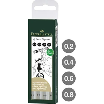 Immagine di Faber Castell ECCO PIGMENT Set di 4 penne a inchiostro (0,2/0,4/0,6/0,8 mm)